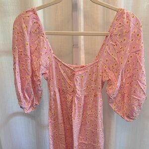 Billabong Pink Floral Puff Sleeve Dress